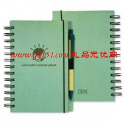 IBM綠色環(huán)保記事本,線圈筆記本定做,筆記本冊定制